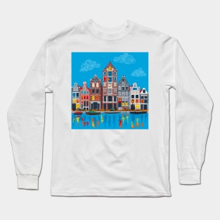 Amsterdam canal and houses Long Sleeve T-Shirt